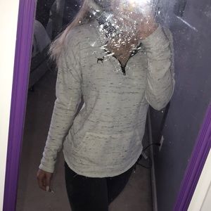 VS PINK quarter zip, heathered, long sleeve shirt